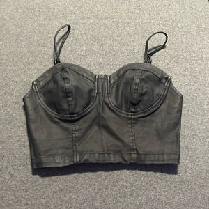 CUTE FAUX LEATHER TOP